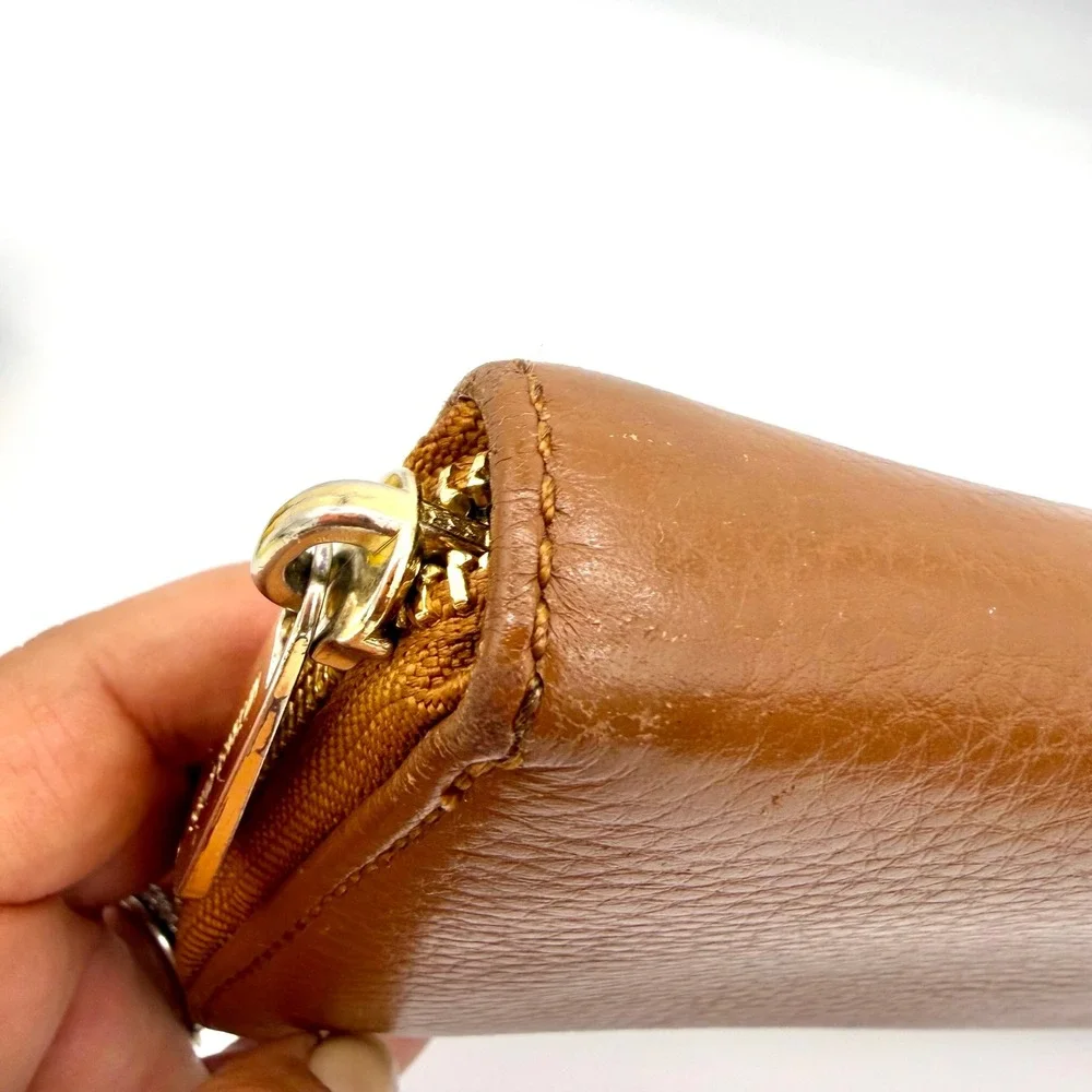 Michael Kors Womens Continental Zip Wallet Brown‎ Pebbled Leather